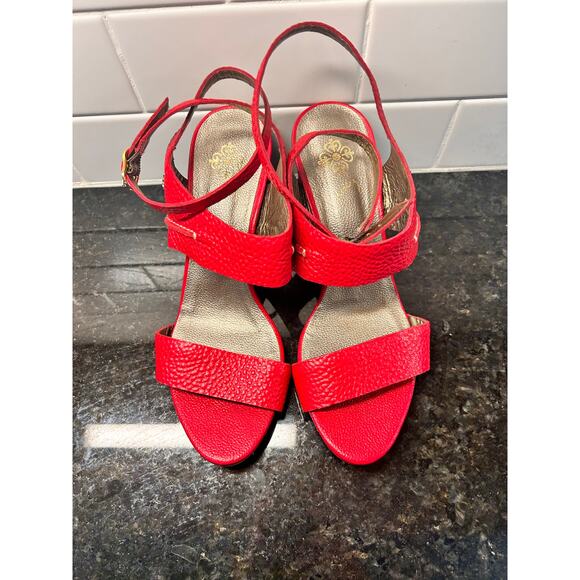 Velez Womens Croc-Embossed Leather Block Heel Strap Sandals Vacation Red Size 38 - Picture 3 of 11